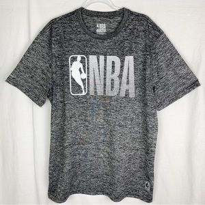 Men’s NBA Logo Graphic Gray White Tee Shirt Space-Dyed Short Sleeve size XXL